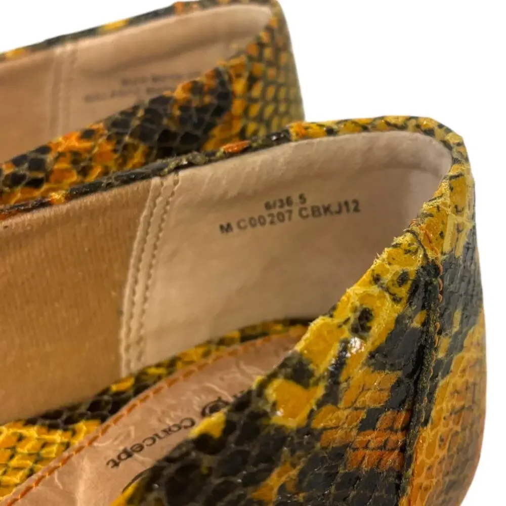 BOC Born Concepts Women’s Ballet Flat Yellow Black Snakeskin Print Shoes Size 6